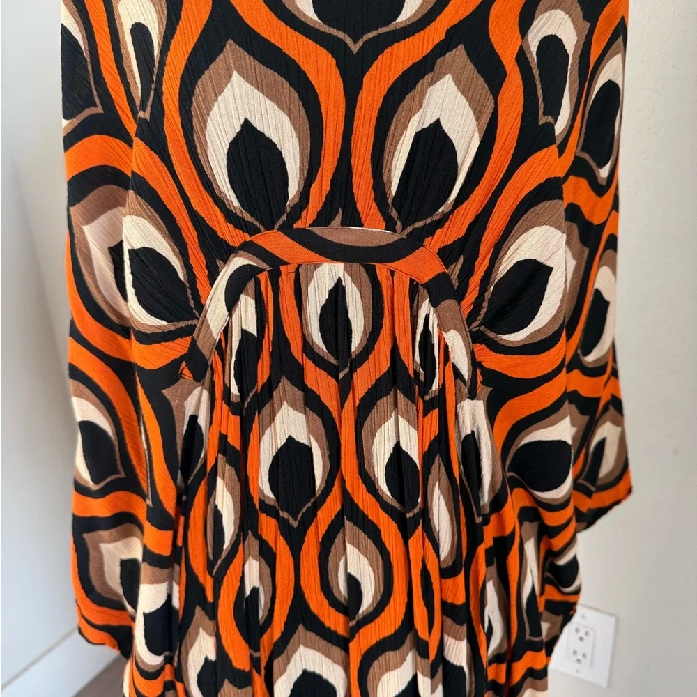 Free People Groovy Baby Maxi Kaftan Dress Orange One Size - Picture 3 of 5